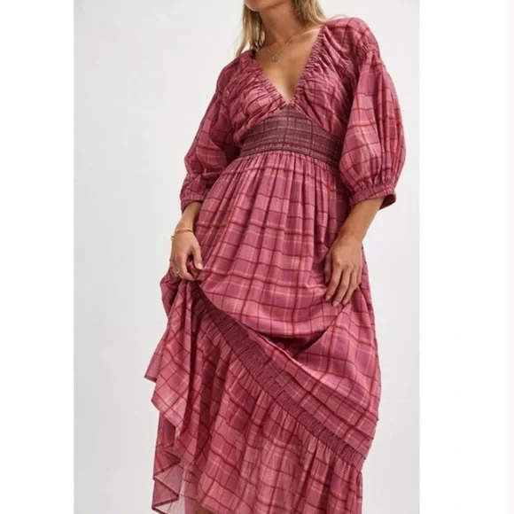 Free People Pink Plaid Maxi Dress - Picture 4 of 4